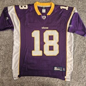 REEBOK NFL MEN'S VIKINGS JERSEY #18 RICE SIZE EXTRA LARGE